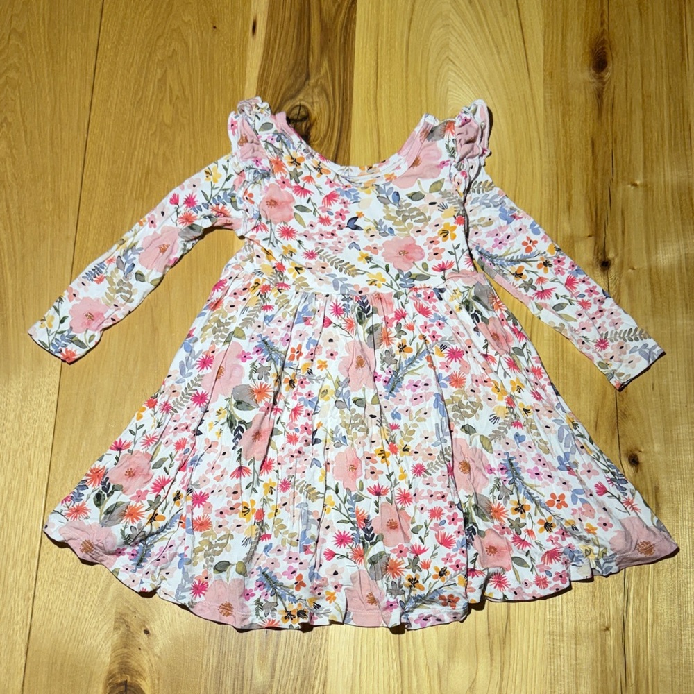 Little Sleepies Girls Floral Long-Sleeve Twirl Dress - Pink Floral